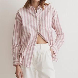 Madewell Signature Poplin Oversized Shirt in Shaded Pink